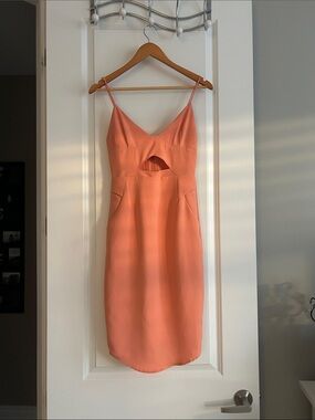 Away Peach Spaghetti-Strap Cutout Mini Dress